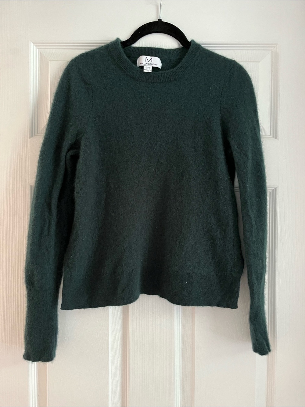 Magaschoni Dark Green 100% Cashmere Crewneck Sweater Quiet Luxury Size Medium
